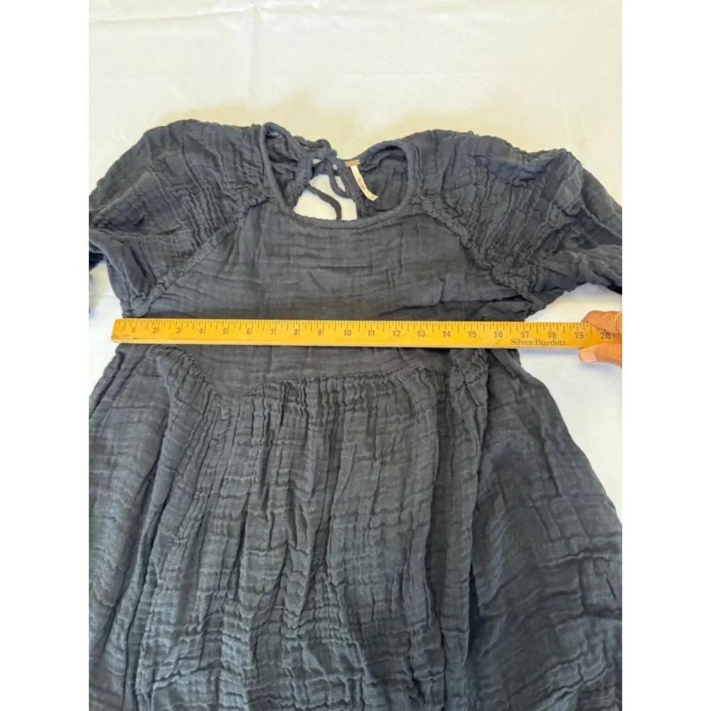 Free People free-est Adler Tie Back Tunic Top Black Size XS